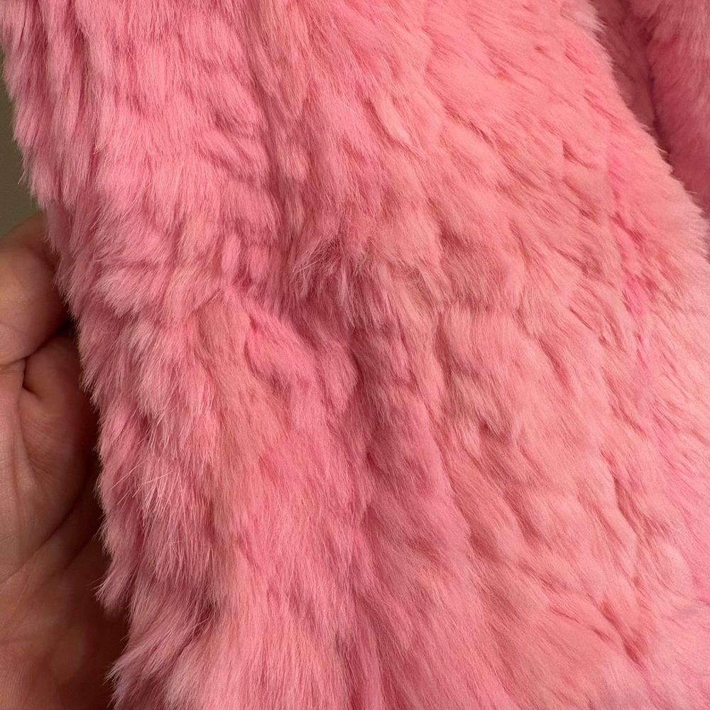 NWOT Mitchie’s Real Hot Pink Rabbit Fur Vest Little Girl’s Medium - Picture 5 of 8